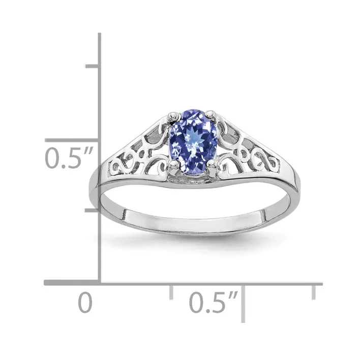 14k White Gold 6x4mm Oval Tanzanite ring Goldia Rings
