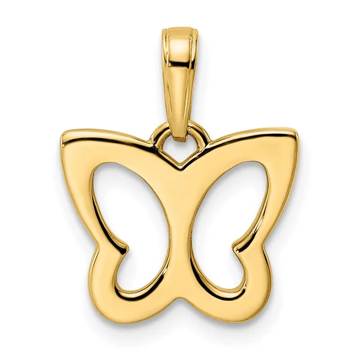 14k and White Rhodium Diamondcut Butterfly Pendant TreasureFineJewelers Necklaces