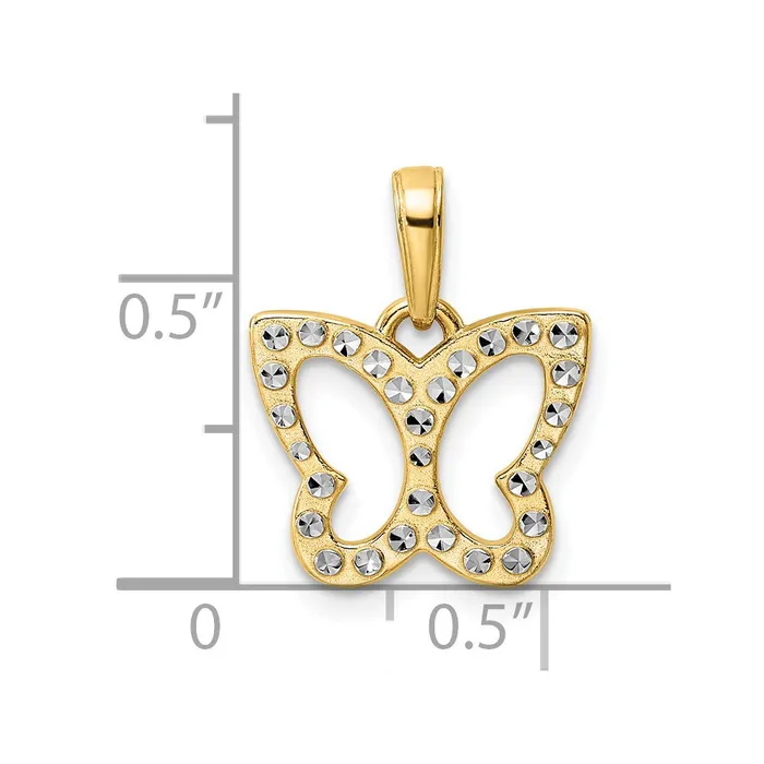14k and White Rhodium Diamondcut Butterfly Pendant TreasureFineJewelers Necklaces