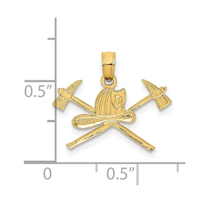 14k Fire Department Insignia Charm TreasureFineJewelers Charm Necklaces