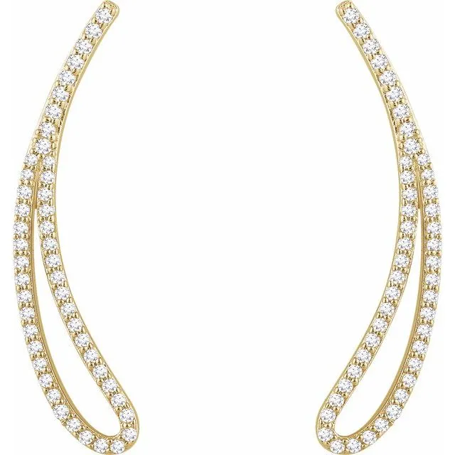 Earrings TreasureFineJewelers 14K Yellow 14 CTW Diamond Ear Climbers