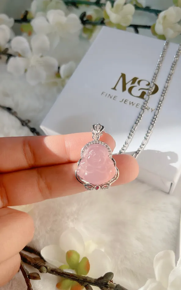 MP Jewelry Necklaces Silver Pink Buddha Necklace