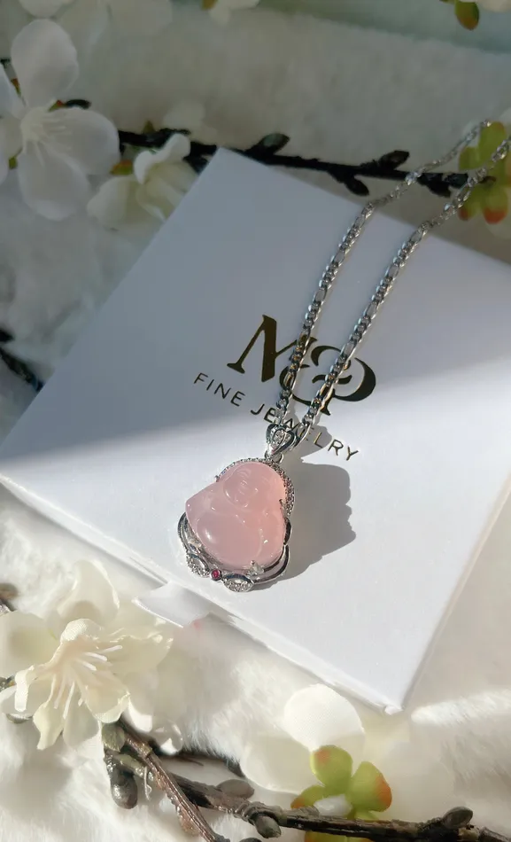 MP Jewelry Necklaces Silver Pink Buddha Necklace