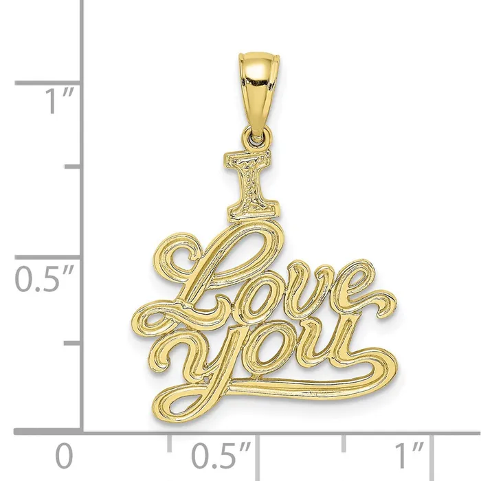 Necklaces 10K Textured I LOVE YOU Pendant TreasureFineJewelers