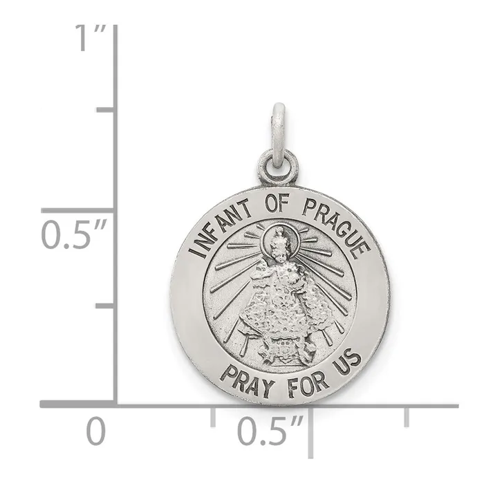 Sterling Silver Antiqued Infant of Prague Medal TreasureFineJewelers Necklaces