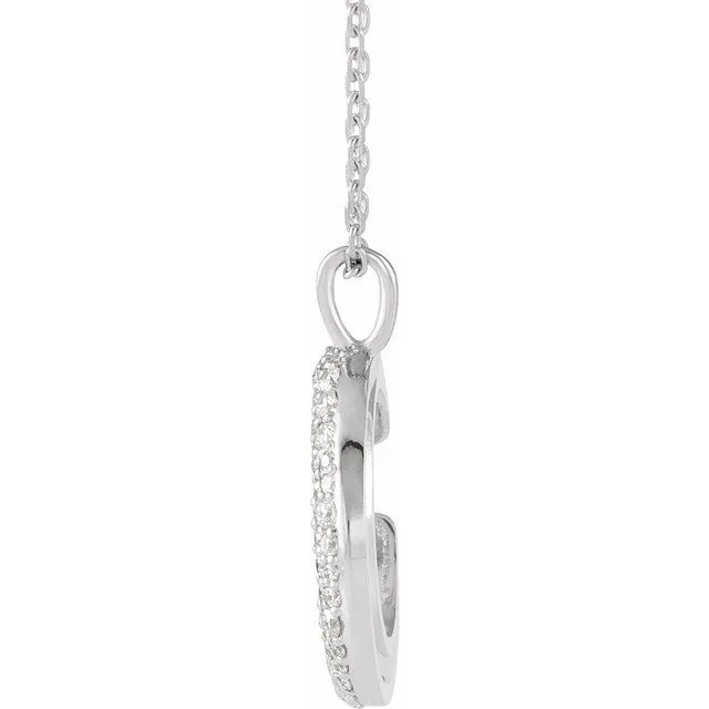 TreasureFineJewelers Necklaces 14K White Gold 13 CTW Natural Diamond Crescent Moon 1618 Necklace