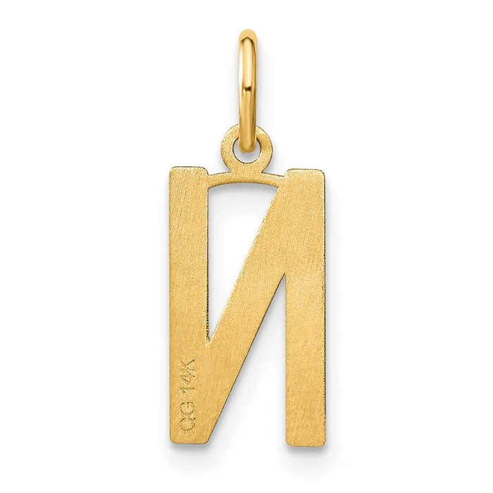 TreasureFineJewelers Necklaces 14k Yellow Gold Letter N Initial Pendant