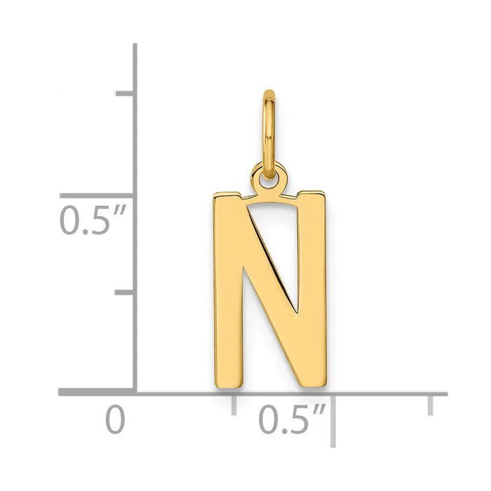 TreasureFineJewelers Necklaces 14k Yellow Gold Letter N Initial Pendant