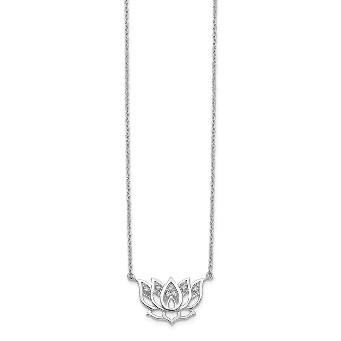 14k White Gold Diamond Lotus Flower 18 inch NecklaceWBCPM3810008WA WB Choice Jewelry Necklaces 14k White Gold Diamond Lotus Flower 18 inch NecklaceWBCPM3810008WA WB Choice Jewelry Necklaces