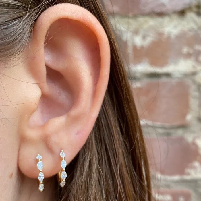 Earrings Shylee Rose Jewelry 4 Marquise Diamond Huggie Earrings