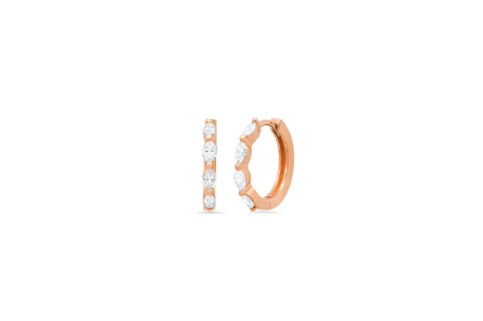 Earrings Shylee Rose Jewelry 4 Marquise Diamond Huggie Earrings