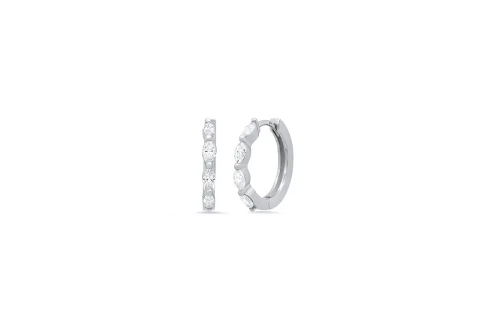 Earrings Shylee Rose Jewelry 4 Marquise Diamond Huggie Earrings