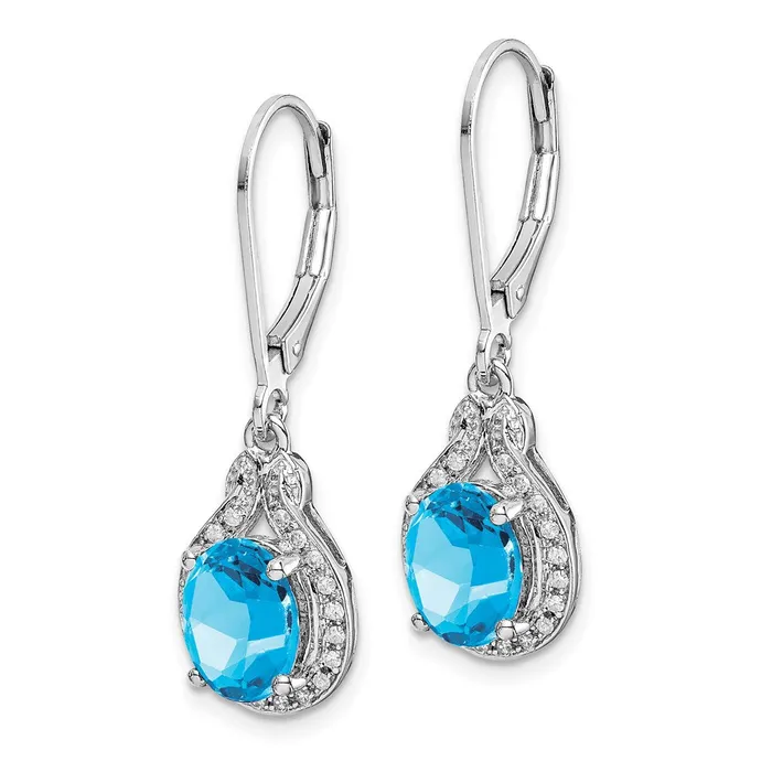 Earrings WB Choice Jewelry Sterling Silver Rhodiumplated Diamond Blue Topaz EarringsWBCQE10141BT