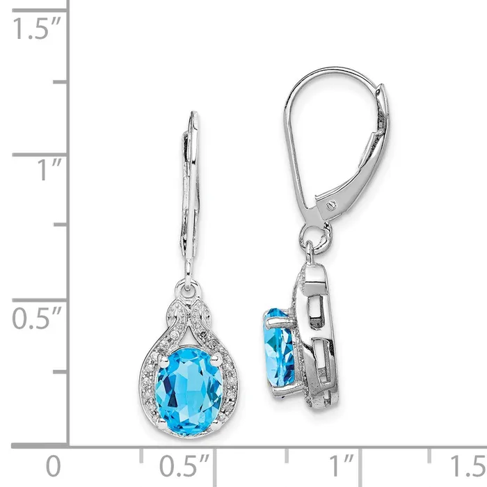 Earrings WB Choice Jewelry Sterling Silver Rhodiumplated Diamond Blue Topaz EarringsWBCQE10141BT