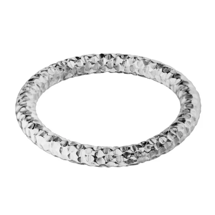 Rings INOX JEWELRY Silver Tone Stainless Steel 25mm Hammered Wedding Band