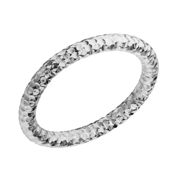 Rings INOX JEWELRY Silver Tone Stainless Steel 25mm Hammered Wedding Band