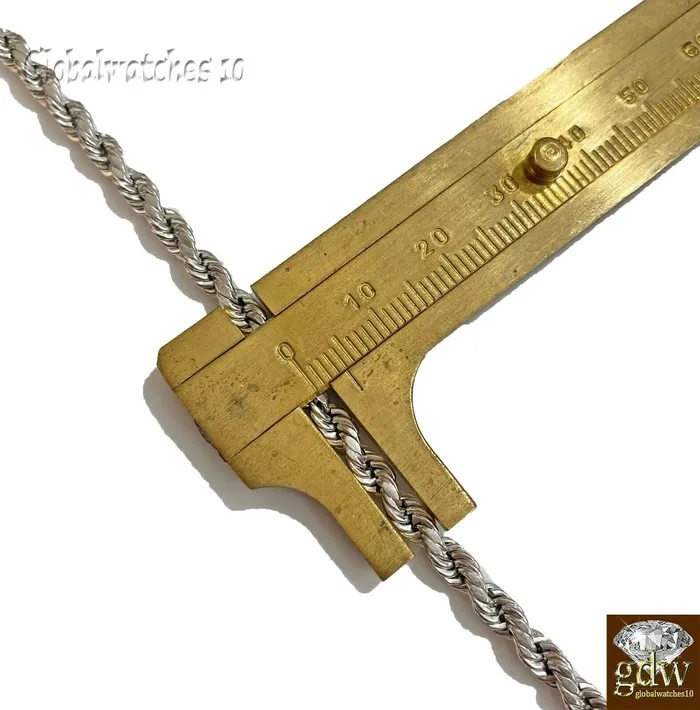 10k White Gold Rope Chain Necklace 20 22 24 26 Inch 4mm Men Women Real Gold Gold and Diamond Necklaces