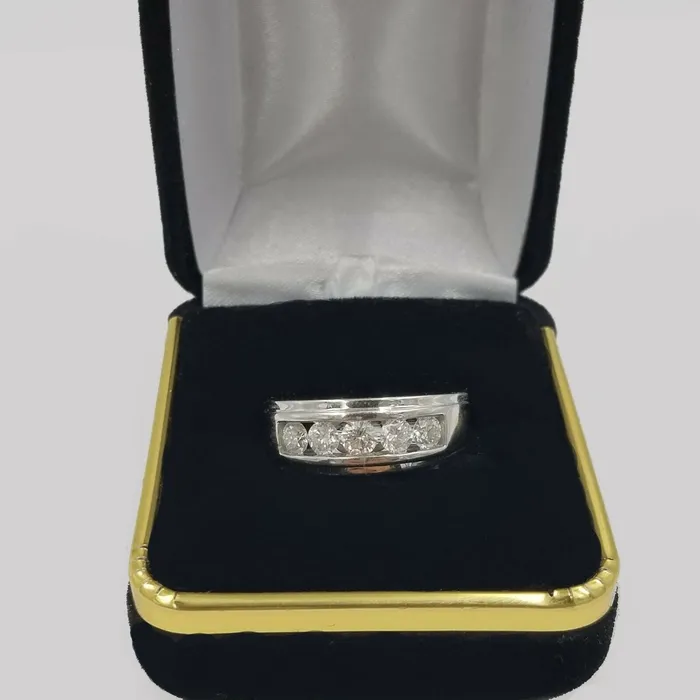 Rings Gold and Diamond Mens 14k Gold Band Wedding Ring 1CT Solitaire Diamond Yellow White gold Sizable