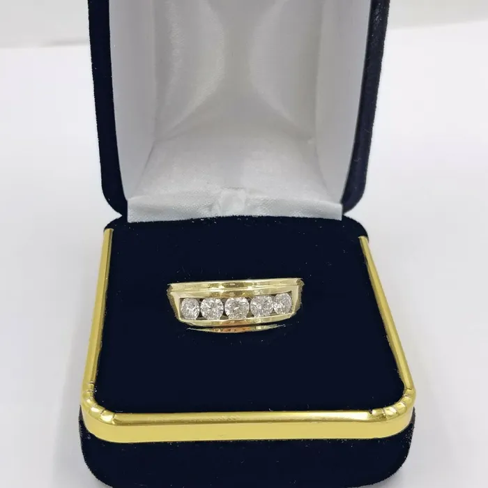 Rings Gold and Diamond Mens 14k Gold Band Wedding Ring 1CT Solitaire Diamond Yellow White gold Sizable