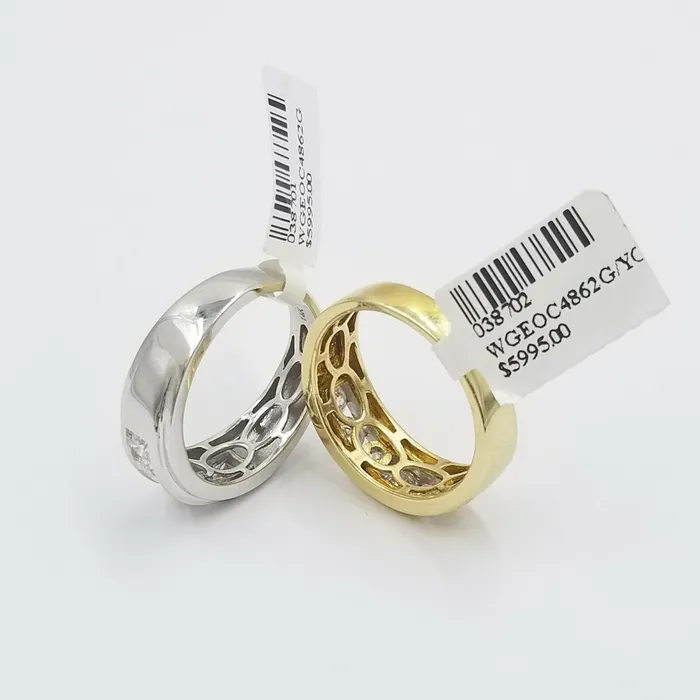 Rings Gold and Diamond Mens 14k Gold Band Wedding Ring 1CT Solitaire Diamond Yellow White gold Sizable