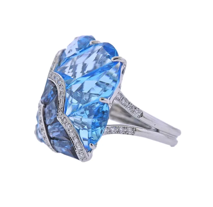 Bellarri Bellarri Fresco Blue Topaz Diamond Gold Ring Rings