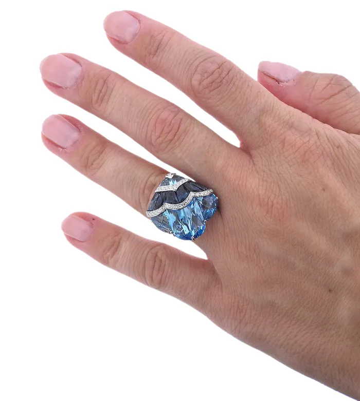 Bellarri Bellarri Fresco Blue Topaz Diamond Gold Ring Rings