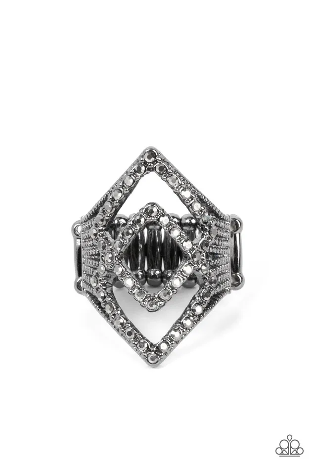 Diamond Duet Black Ring Jewelry by Bretta Paparazzi Accessories Rings