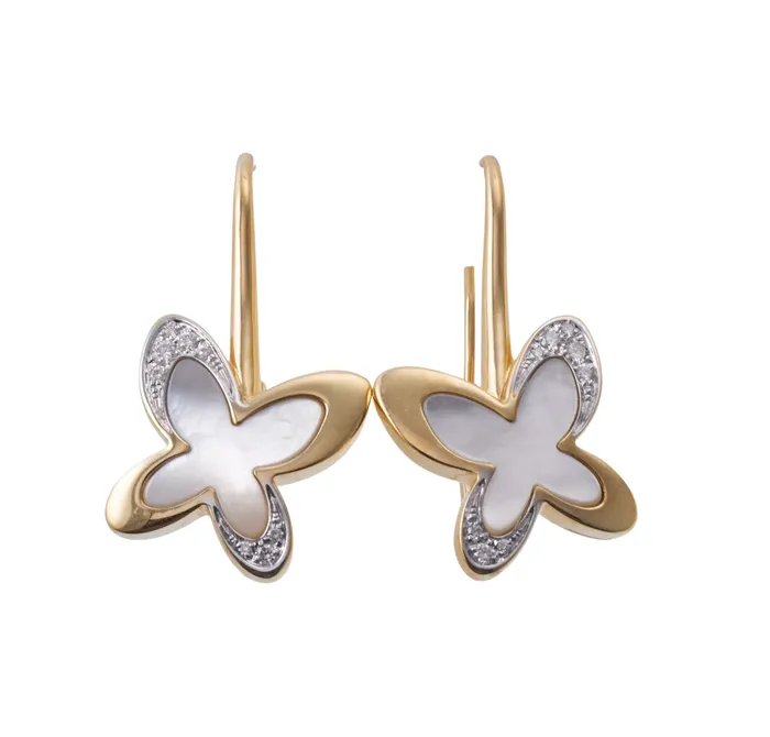 Mimi Milano Mimi Milano Freevola Diamond Mother of Pearl Gold Butterfly Earrings Earrings