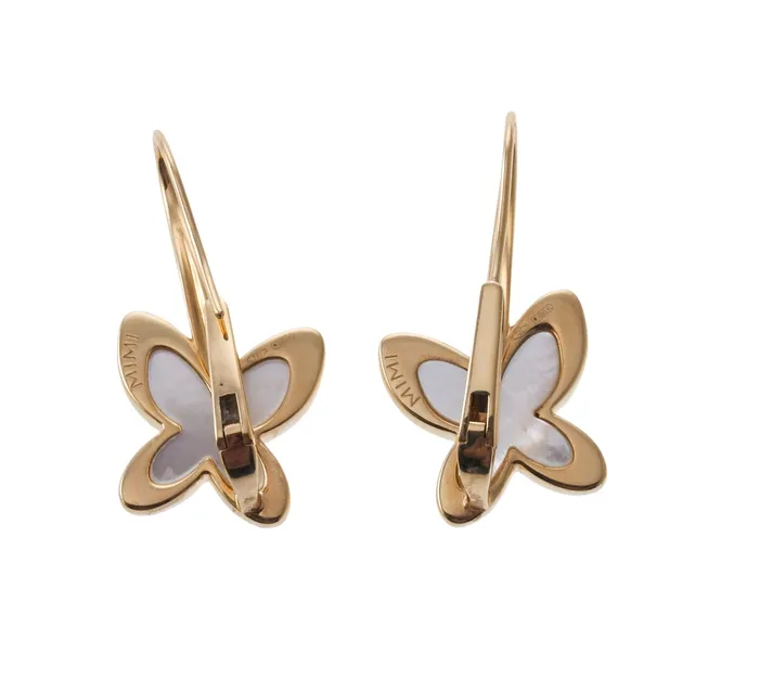Mimi Milano Mimi Milano Freevola Diamond Mother of Pearl Gold Butterfly Earrings Earrings