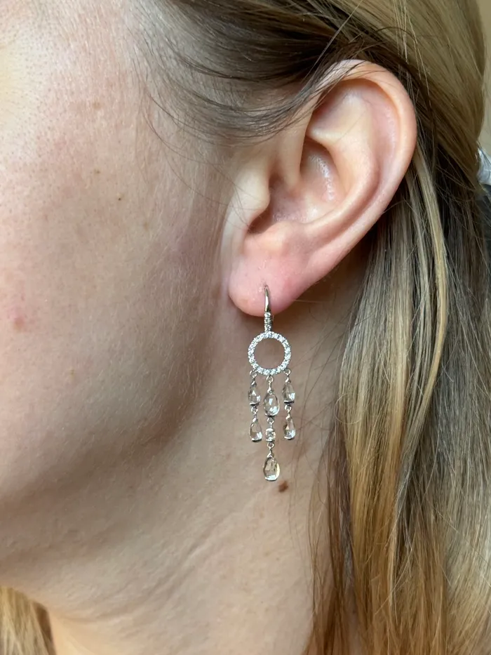 Mimi Milano White Topaz Diamond Gold Chandelier Earrings Mimi Milano Earrings