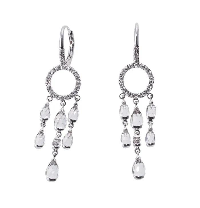 Mimi Milano White Topaz Diamond Gold Chandelier Earrings Mimi Milano Earrings