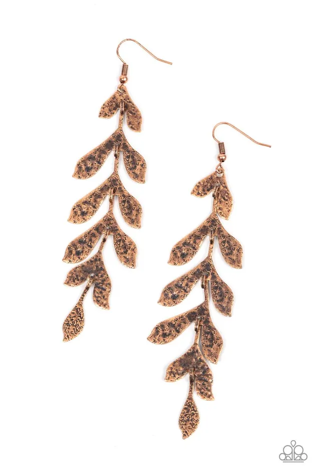 Paparazzi Accessories Earrings Lead From the FROND Copper Earrings Jewelry By Bretta