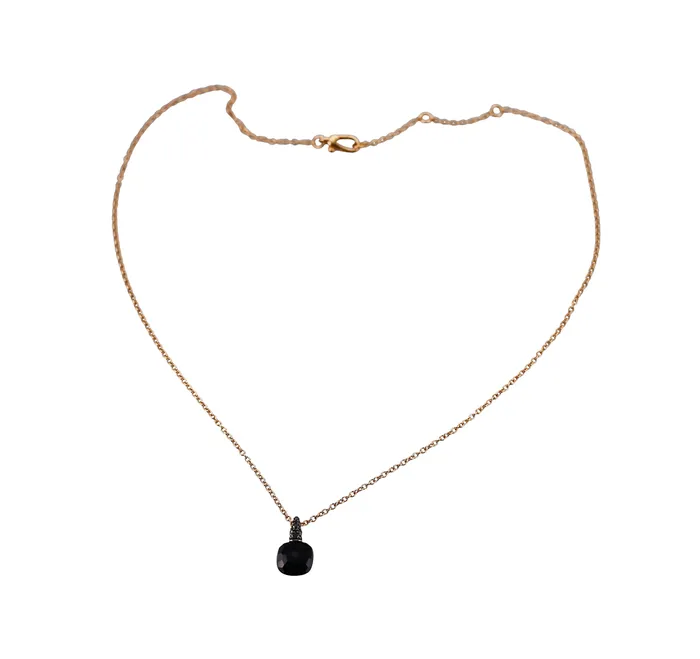 Pomellato Necklaces Pomellato Capri Rose Gold Onyx Black Diamond Pendant Necklace