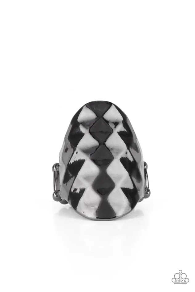 Rings Paparazzi Accessories Ferociously Faceted Black Ring Jewelry by Bretta