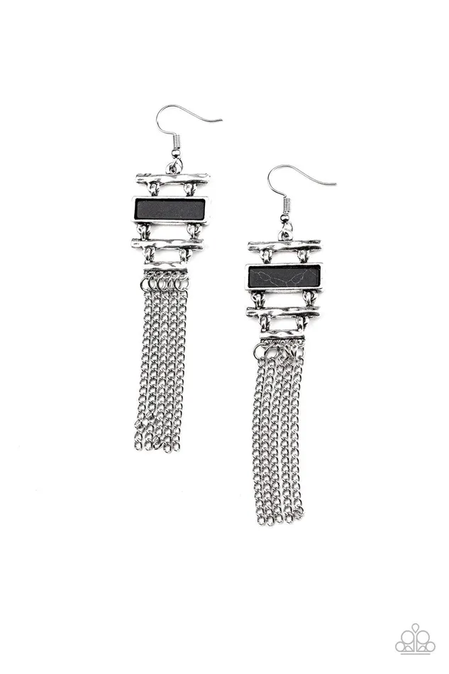 Stone Dwellings Black Earrings Jewelry by Bretta Paparazzi Accessories Earrings